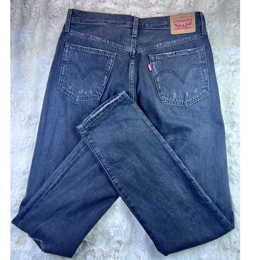 Levis 501 Original Fit Distressed Faded Black Jeans Mens Straight Leg Pink A9